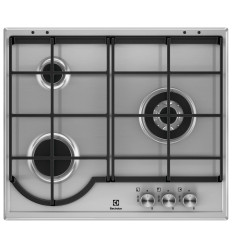 Encimera de gas Electrolux EGH6333BOX de 60 cm en acero inoxidable con 3 fuegos sin mandos