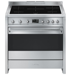 Cocina de inducción Smeg A1PYID-9 de 90x60 cm con 5 fuegos en acero inoxidable y clase A+