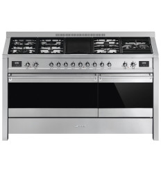 Cocina de gas Smeg A5-81 150x60 cm 7 fuegos inox clase A