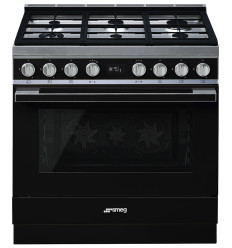 Cocina de gas Smeg CPF9GPBL 90x60 cm con 6 fuegos en color negro y clase energética A+