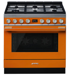 Cocina de gas Smeg CPF9GPOR 90x60 cm 6 fuegos color naranja clase A+