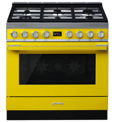 Cocina de gas Smeg CPF9GPYW 90x60 cm 6 fuegos color amarillo clase A+