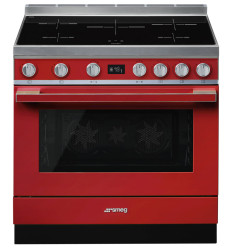 Cocina de inducción Smeg CPF9IPR 90x60 cm 5 fuegos en color rojo clase A+