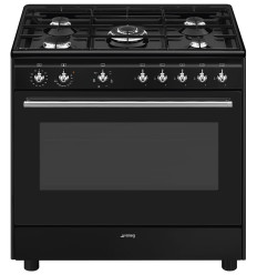 Cocina de gas Smeg CX91GMBL 90x60 cm en color negro clase A