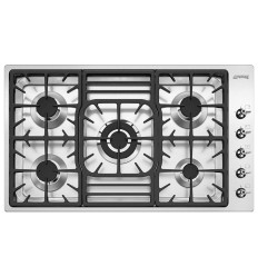 Encimera de gas Smeg PGF95-4 de 90 cm en acero inoxidable sin mandos con 5 fuegos