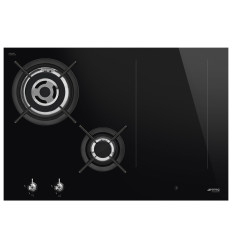 Encimera mixta gas-inducción Smeg PM3743D 70 cm 4 fuegos en negro