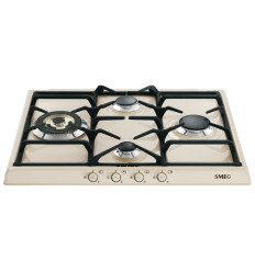 Encimera de gas Smeg SR764PO 60 cm color crema con 4 fuegos sin mandos