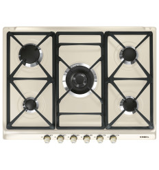 Encimera de gas Smeg SR775PO 70 cm color crema 5 fuegos sin mandos