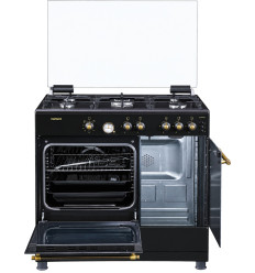 Cocina Corbero CCSF5GB926NR de 90x60 cm con 5 fuegos a gas y encimera negra